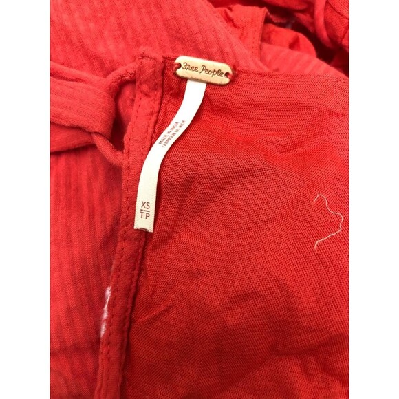 Free People Kayla Solid Embroidered Cropped Blouse Top Floral Cotton XS 278941 - Picture 8 of 8